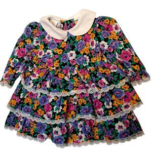 Vintage Celeste Originals Girls Dress Size 2T Floral Tiered Ruffled Lace ILGWU
